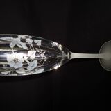AVON crystal champagne flutes, engraved