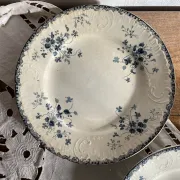 Round ironstone dishes E. Bourgeois Large deposit decorated with violets