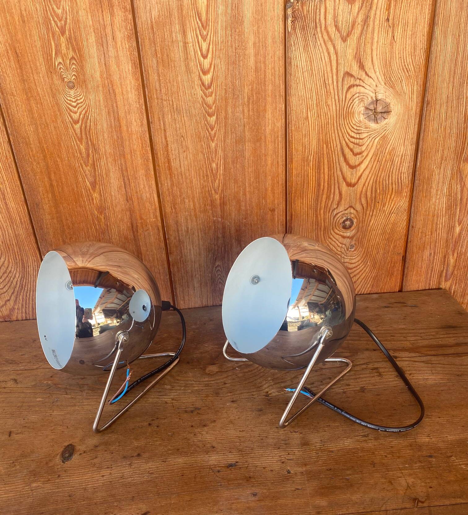 Paire de lampes esprit « Eye-ball » en métal