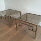 Pair of chrome designer side tables