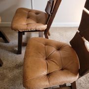 Set of 4 brutalist wooden chairs