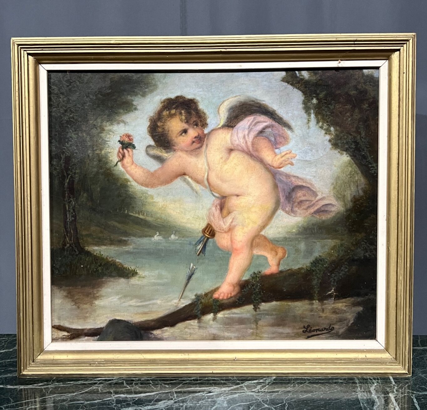 Painting "Cupid". Oil on canvas.