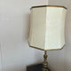 Vintage table lamp in chiselled bronze with a hexagonal shade.