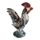 Ancienne figurine coq ancienne en barbotine peinte