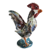 Antique Rooster Figurine in Painted Barbotine