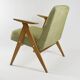 Vintage original armchair , 1960s, restored, upholstered, herringbone fabric