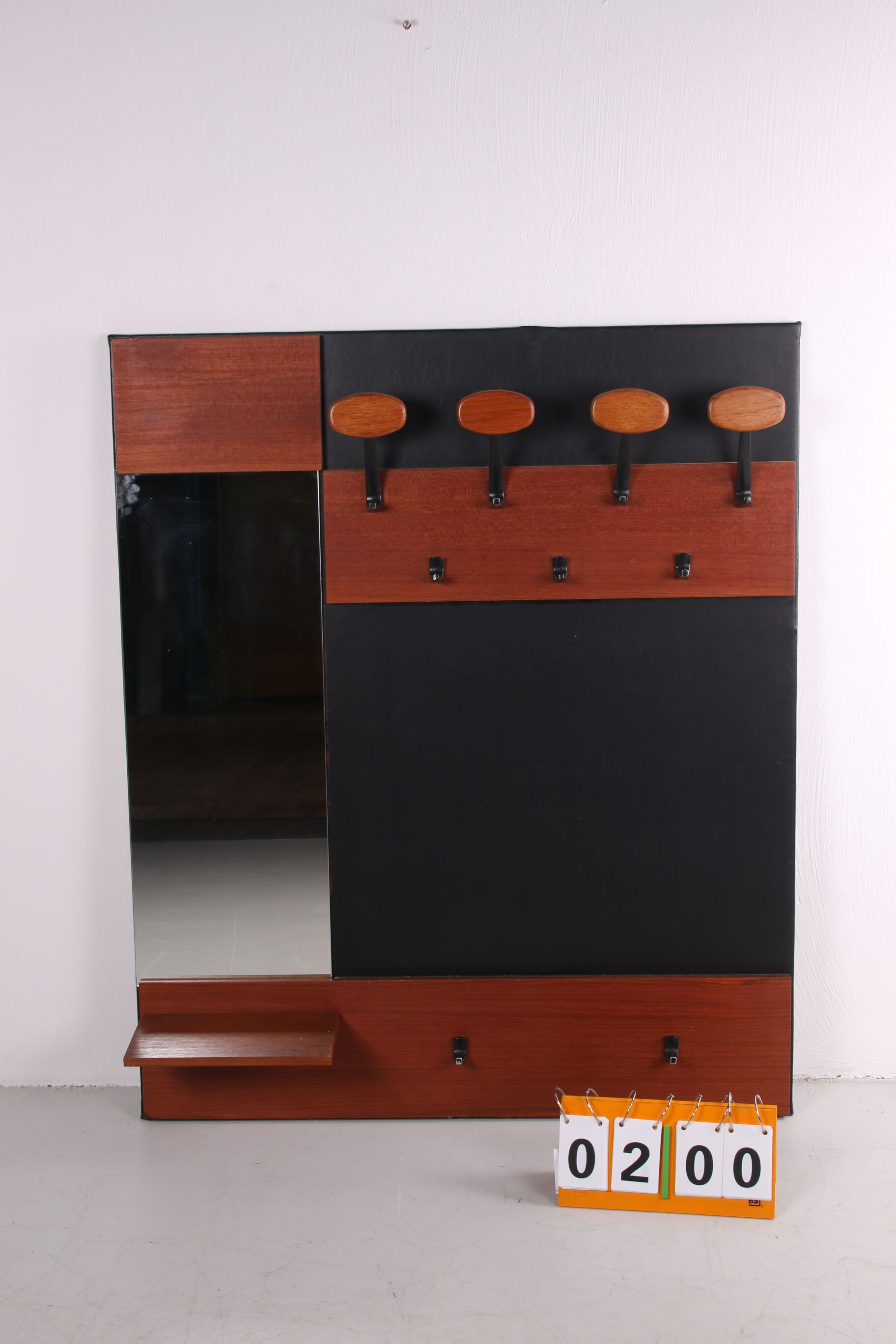 Vintage wardrobe with mirror and hooks from the 60s