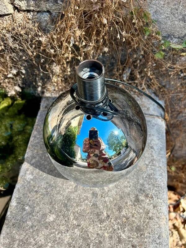 Vintage 70s chrome ball lamp base