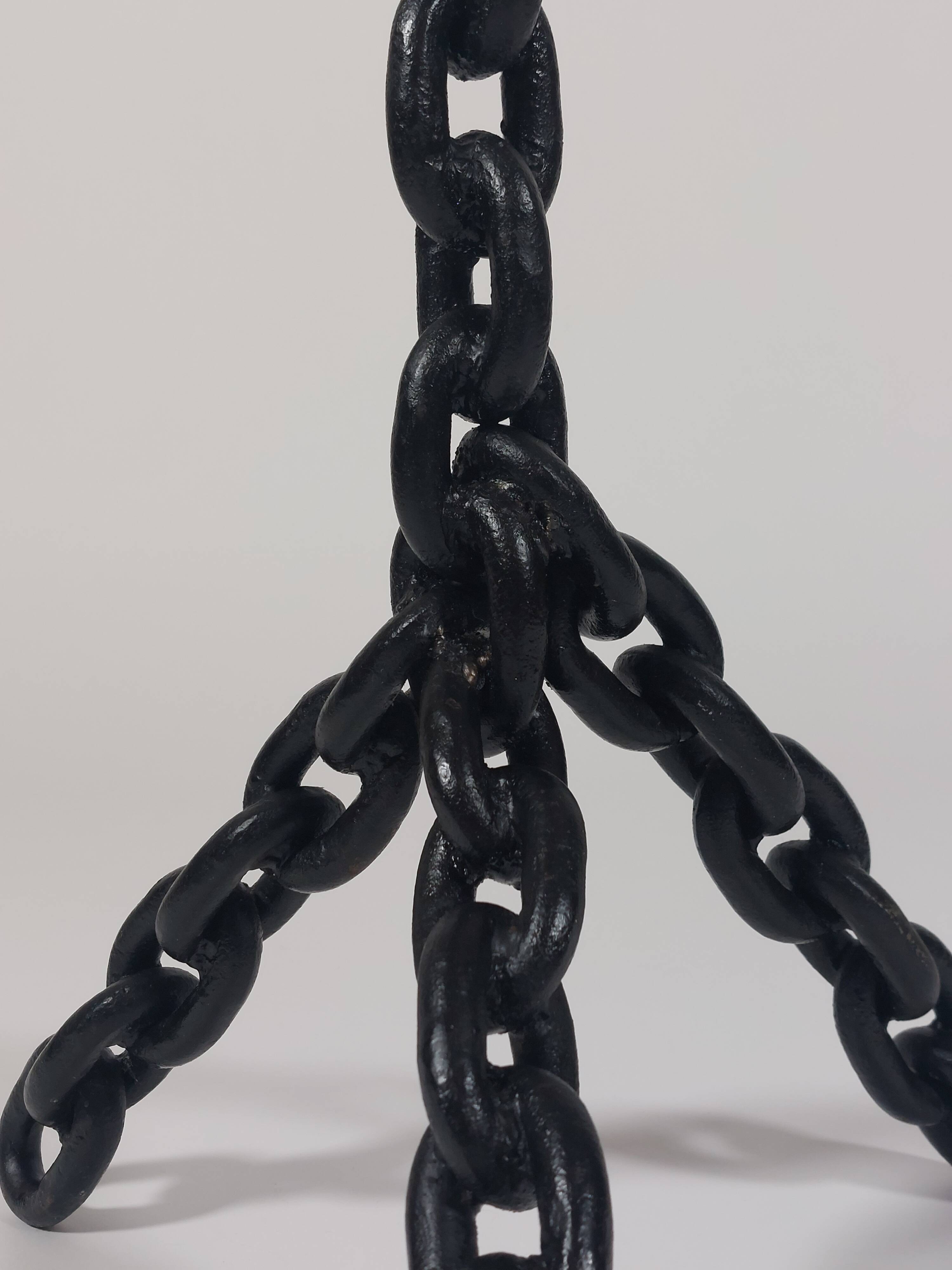 Vintage black brutalist chain floor candlestick