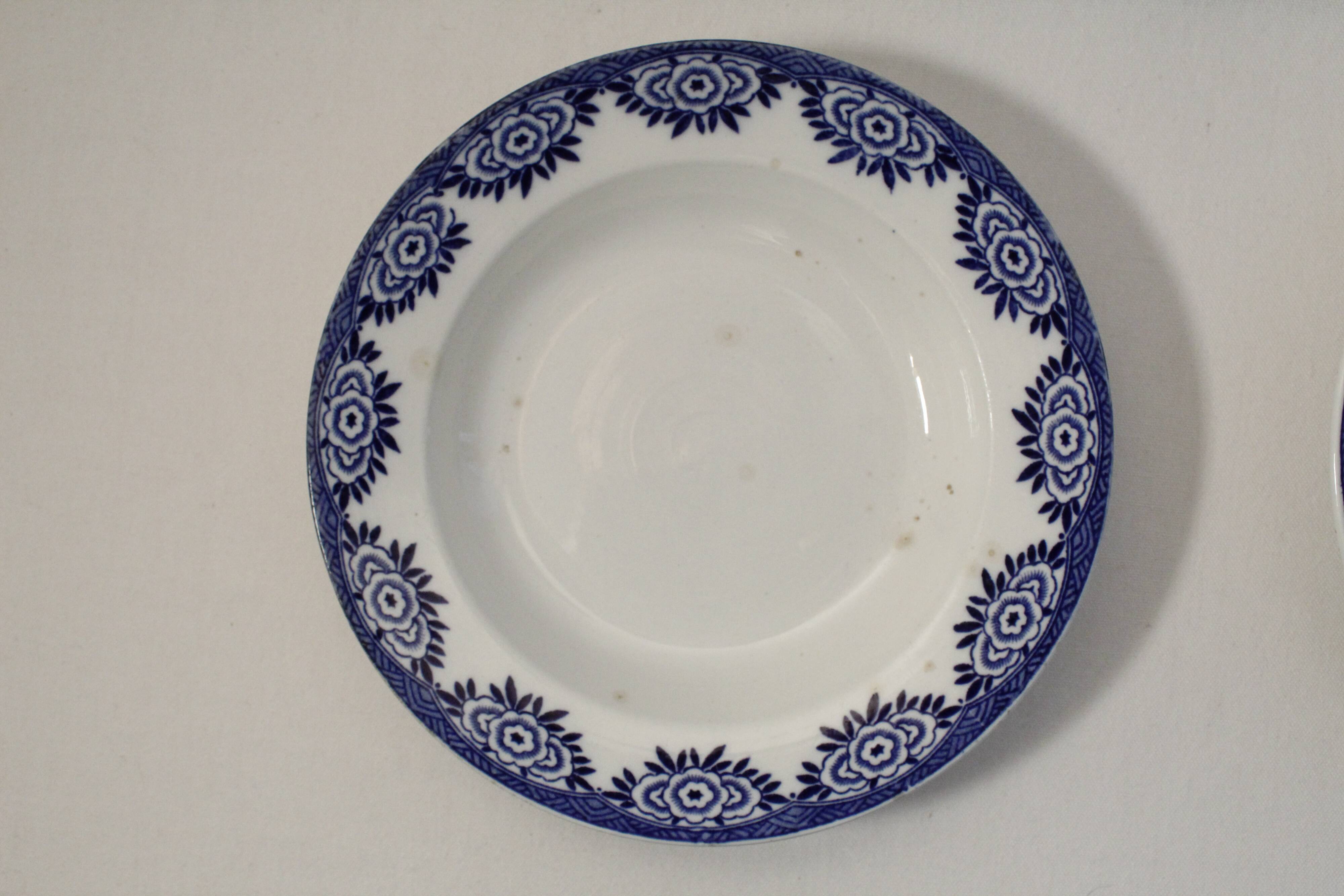 Set of 2 hollow plates Digoin Sarreguemines - Capri model - dark blue flowers