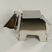 80s heavy metal chrome elephant floor lamp as side table Postmodern design