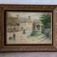 Oil on canvas "Village courtyard with chickens", signed.