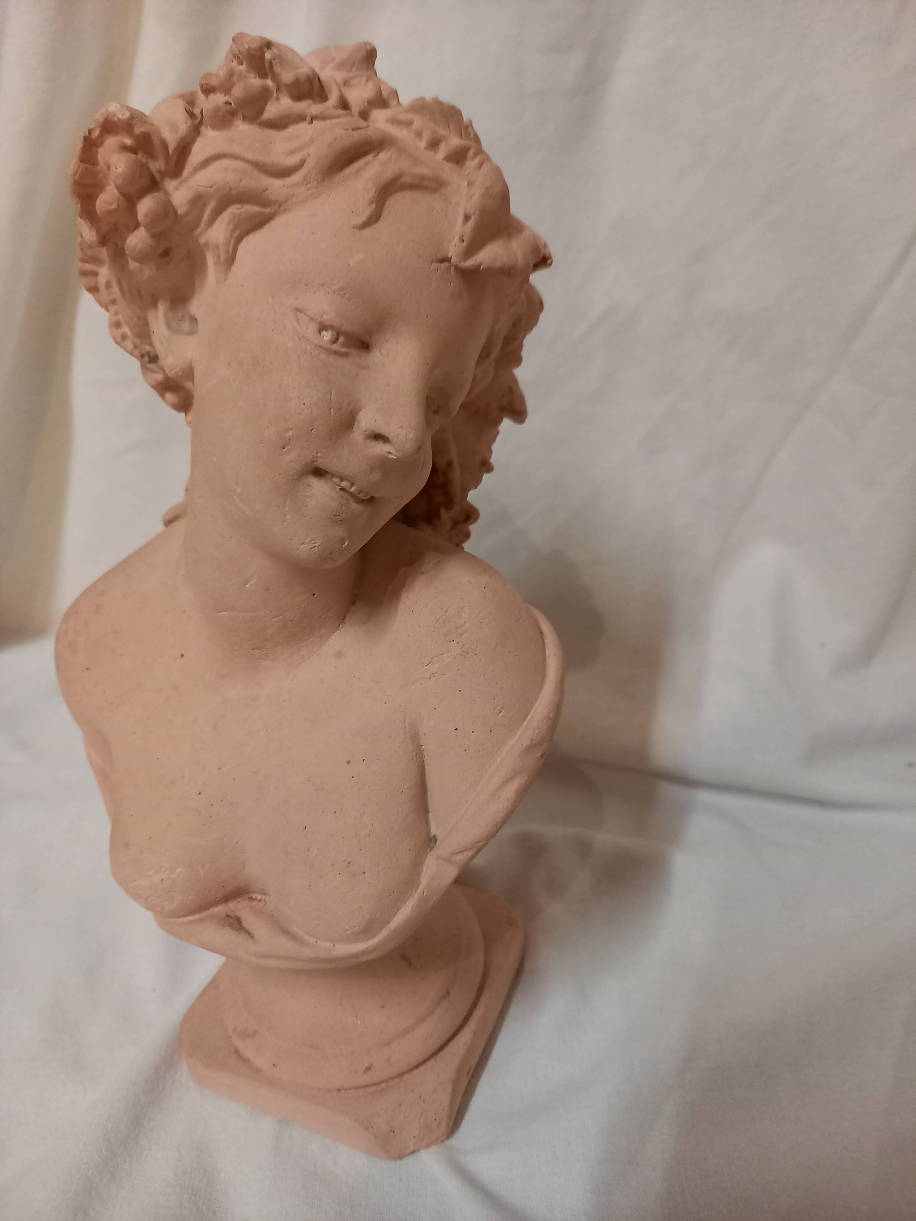 Bacchus and Bacchante, two terracotta busts, after Clodion