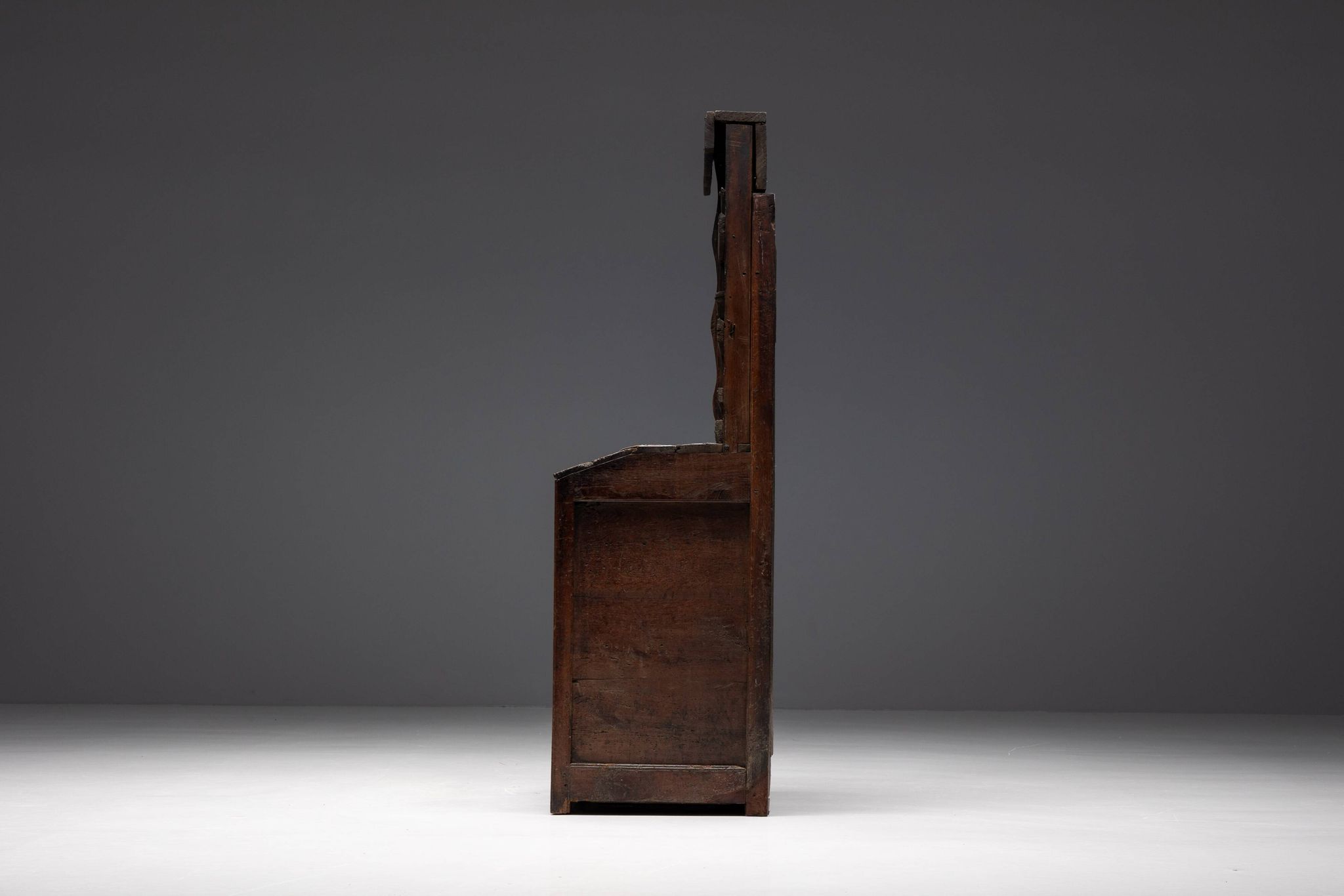 Primitive Folk Art Shelving Cupboard, France, 19th Century