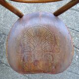 Set of 4 mismatched bistro chairs, 1900 to 1930 with wooden seats, Thonet, Baumann