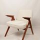 Scandinavian armchair in wood and ecru fabric by Józef Chierowski
