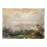 Painting “Seaside View”, oil on canvas glued on hardboard.