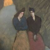 Painting The Confidence, the Two Friends, 20th Century