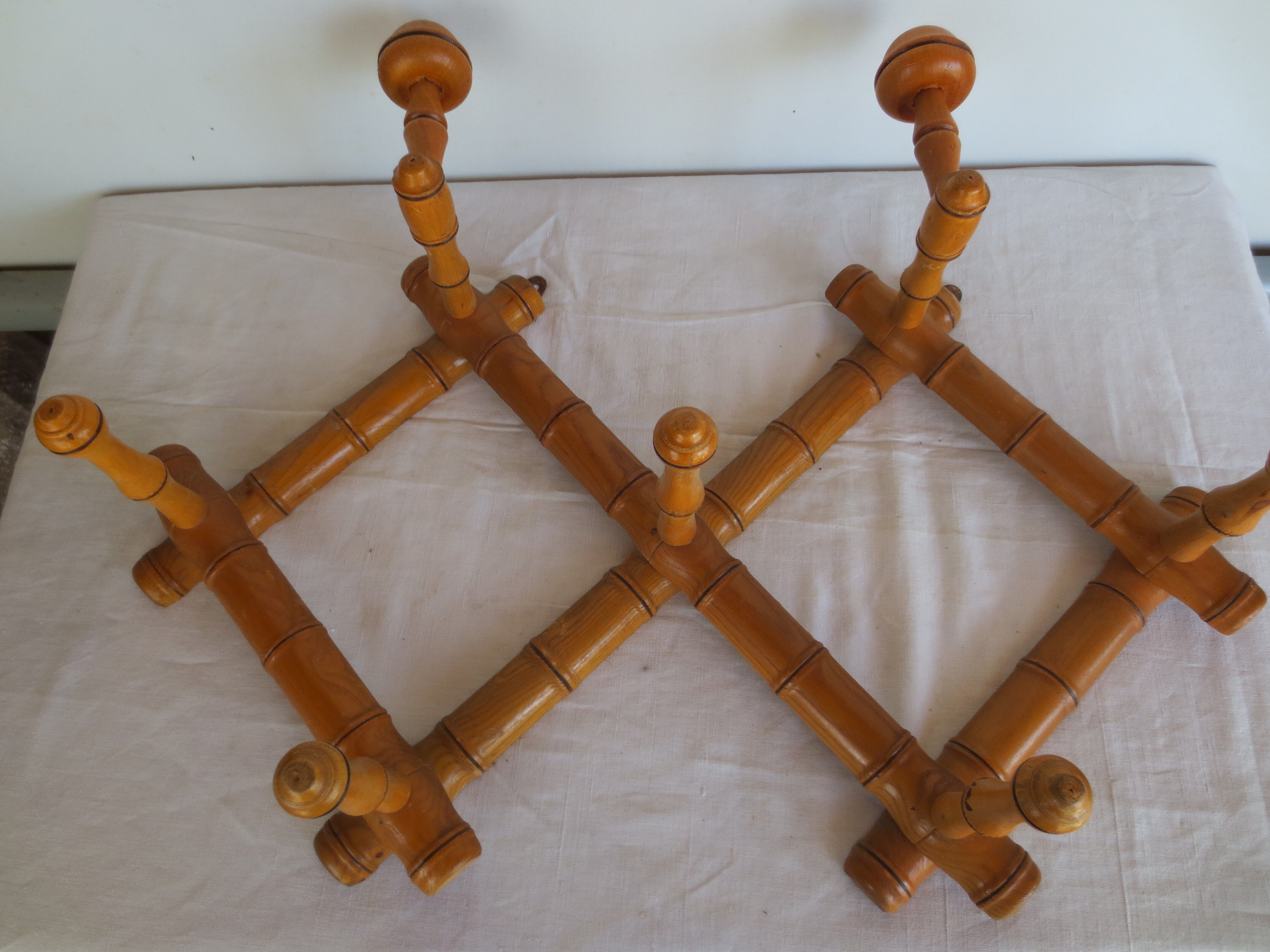 Wooden wall coat rack