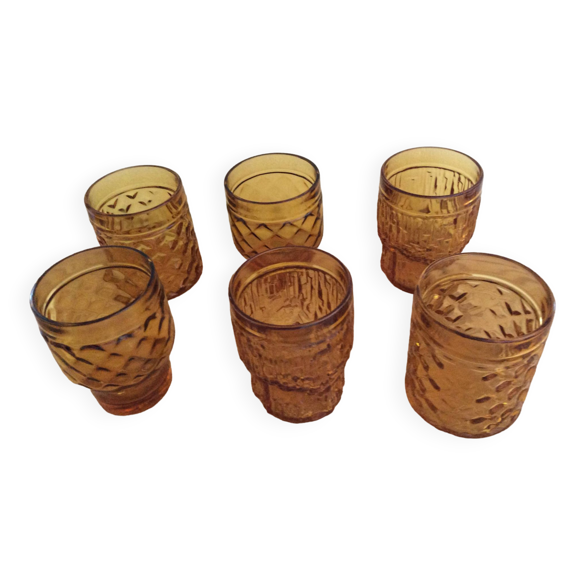 Set of 6 amber glasses