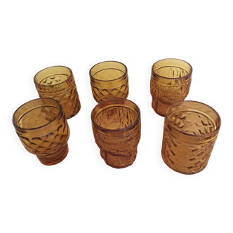 Set of 6 amber glasses