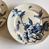 Set of 6 plates poppies faience of Gien 19th decoration Summer