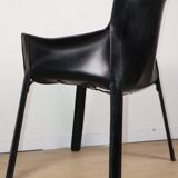 Fauteuil vintage en cuir noir - Années 80