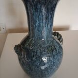 Accolay pottery Yonne - Double handle woven vase - Blue-grey glazed stoneware