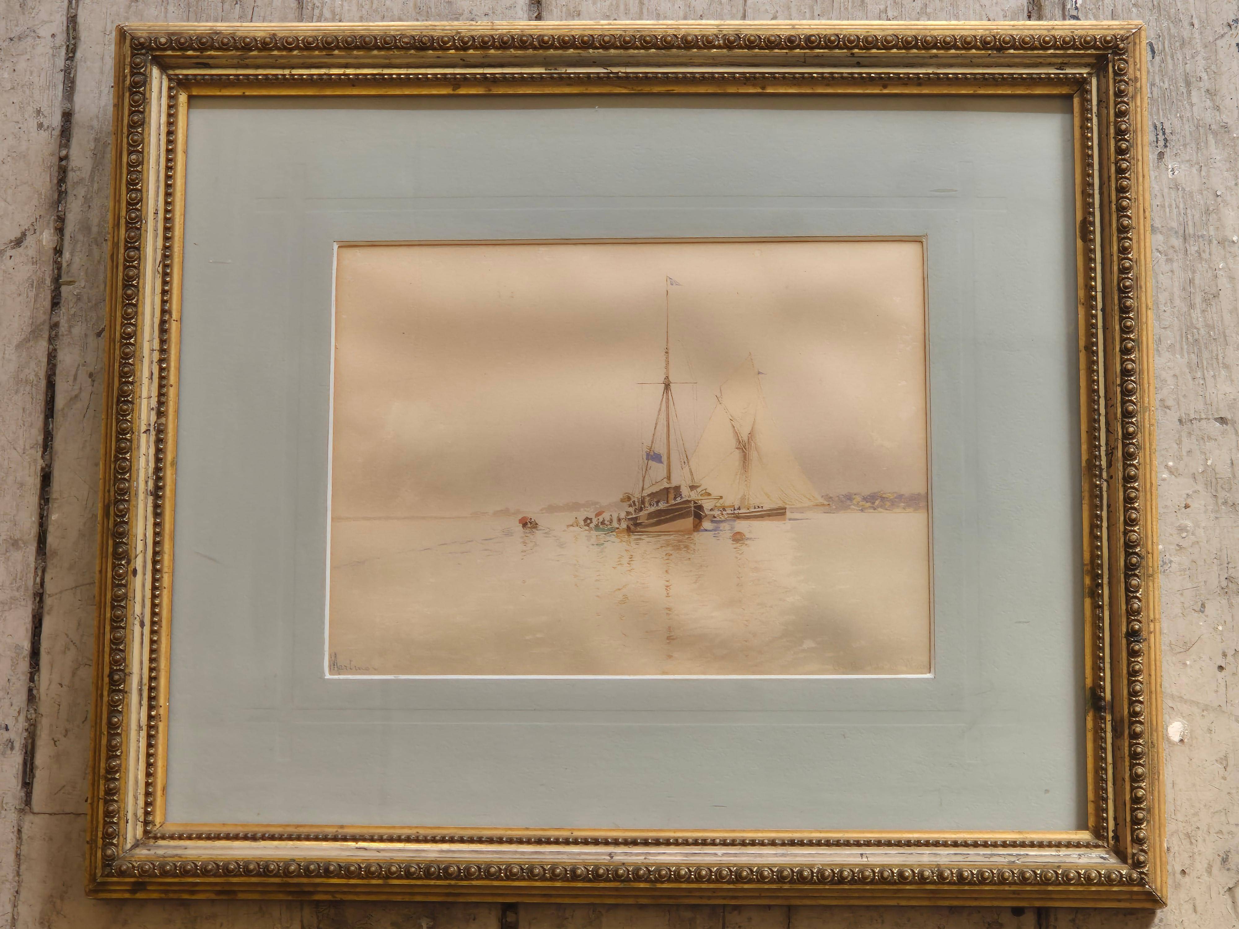 Edoardo De Martino (Italy 1838-1912), Off the Isle of Wight, watercolour, 1863