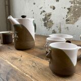 Ensemble céramique anthropomorphe théière, tasses et bol