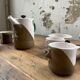 Anthropomorphic ceramic teapot, cups and bowl set