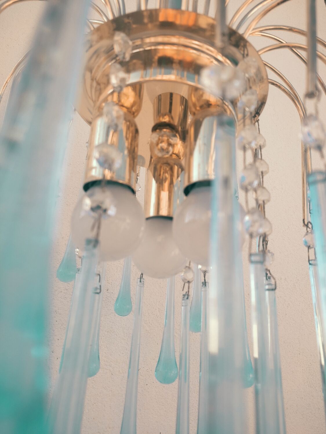 Blue drop tassel chandelier