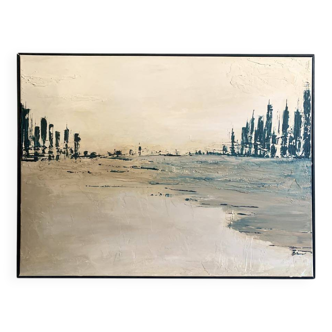 Toile abstraite plage urbaine