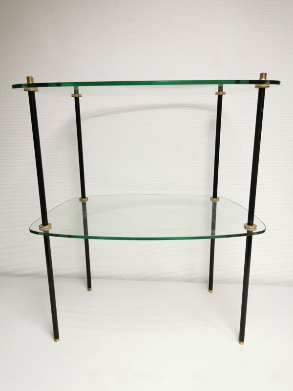 Présentoir vintage 1950 / 1960, table d appoint / boute de Canapé , étagères en verre