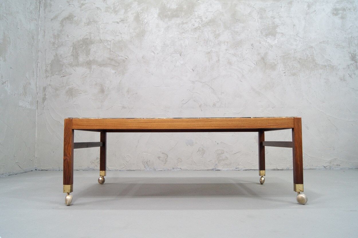 Swedish rosewood and pebbles coffee table in the style of Ib Kofod-Larsen , 1960s