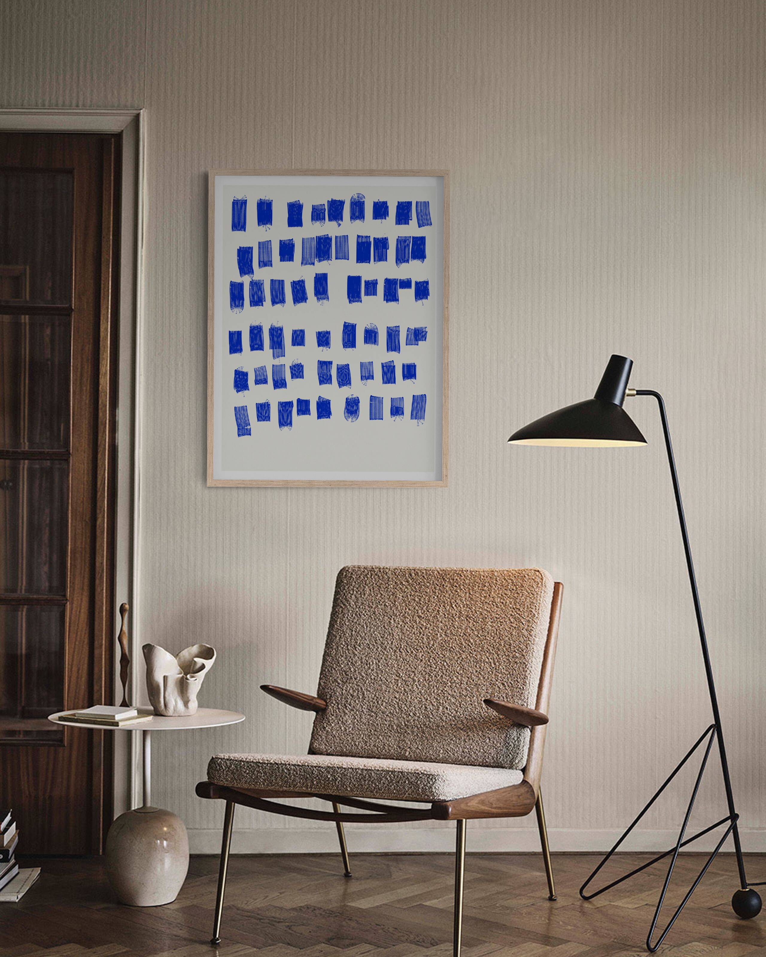 Abstract blue giclee print, 50x70cm