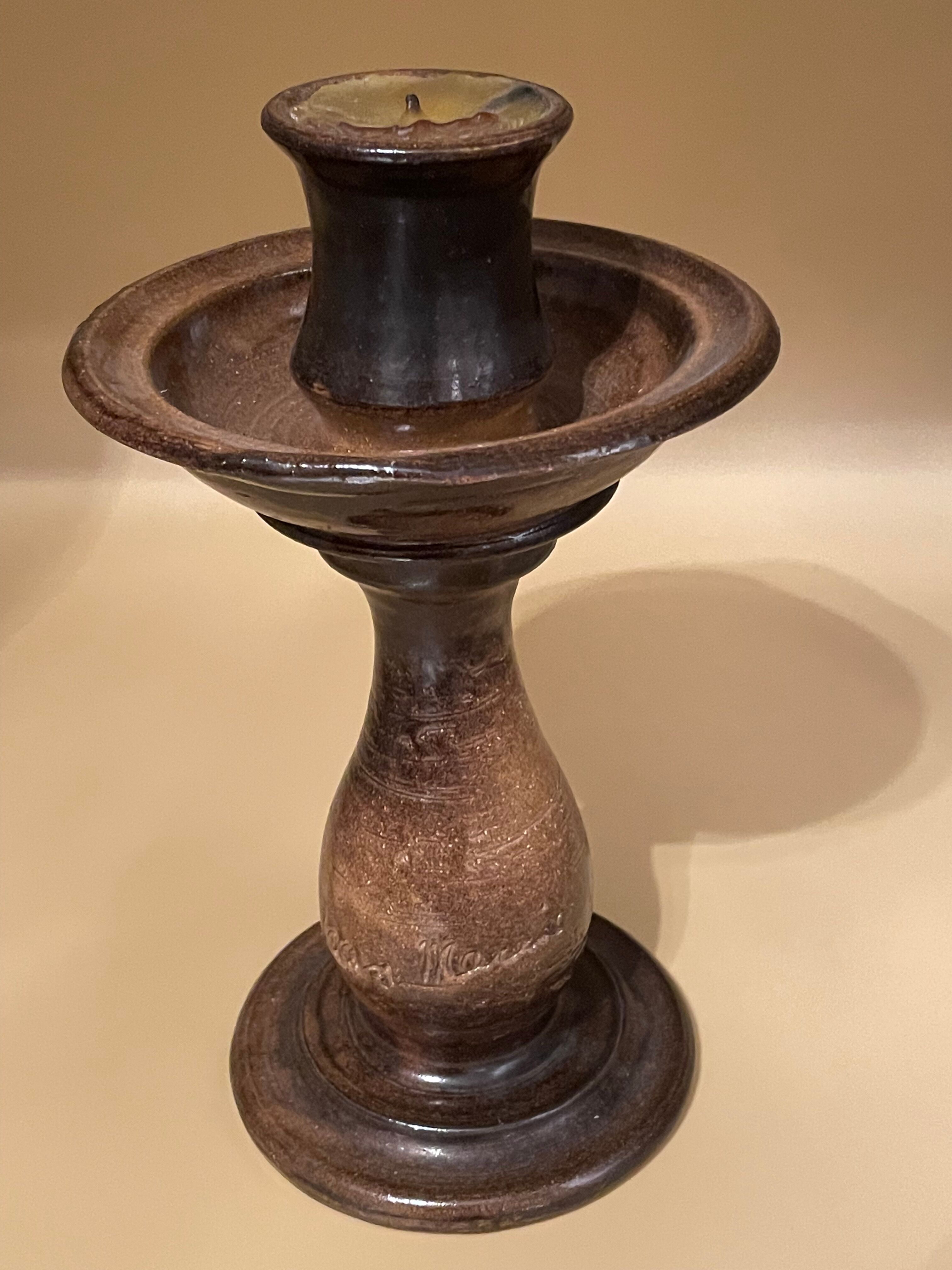 Candle holder in terracotta by Jean Marais, Vallauris 60