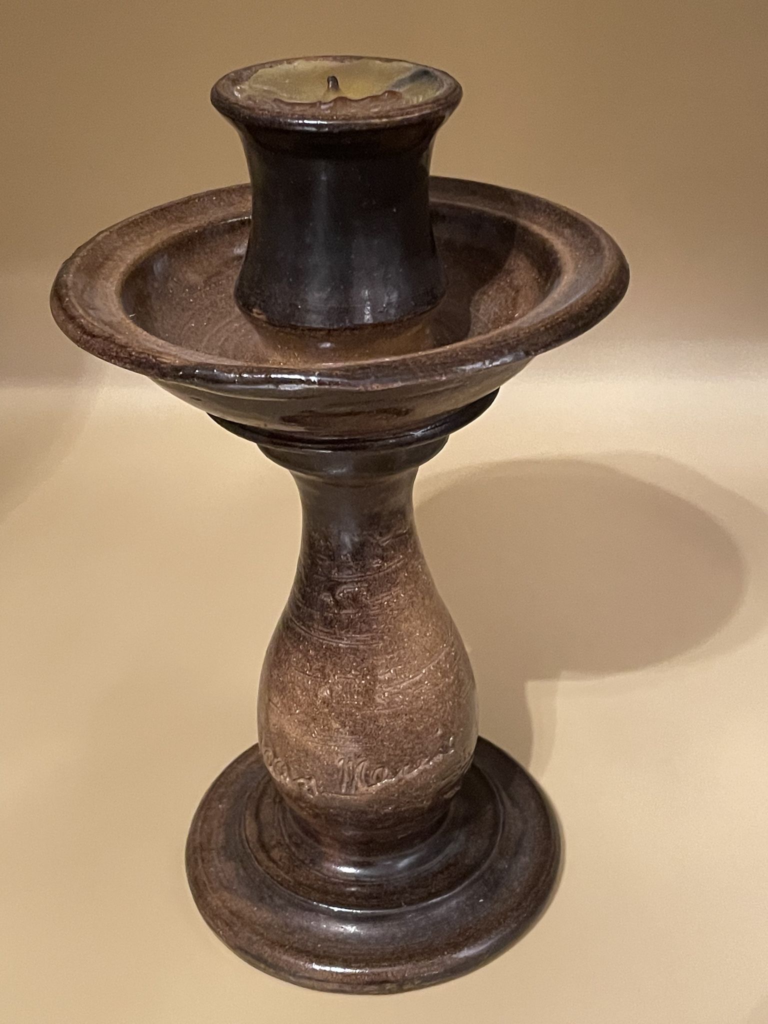 Terracotta candlestick by Jean Marais, Vallauris 1960