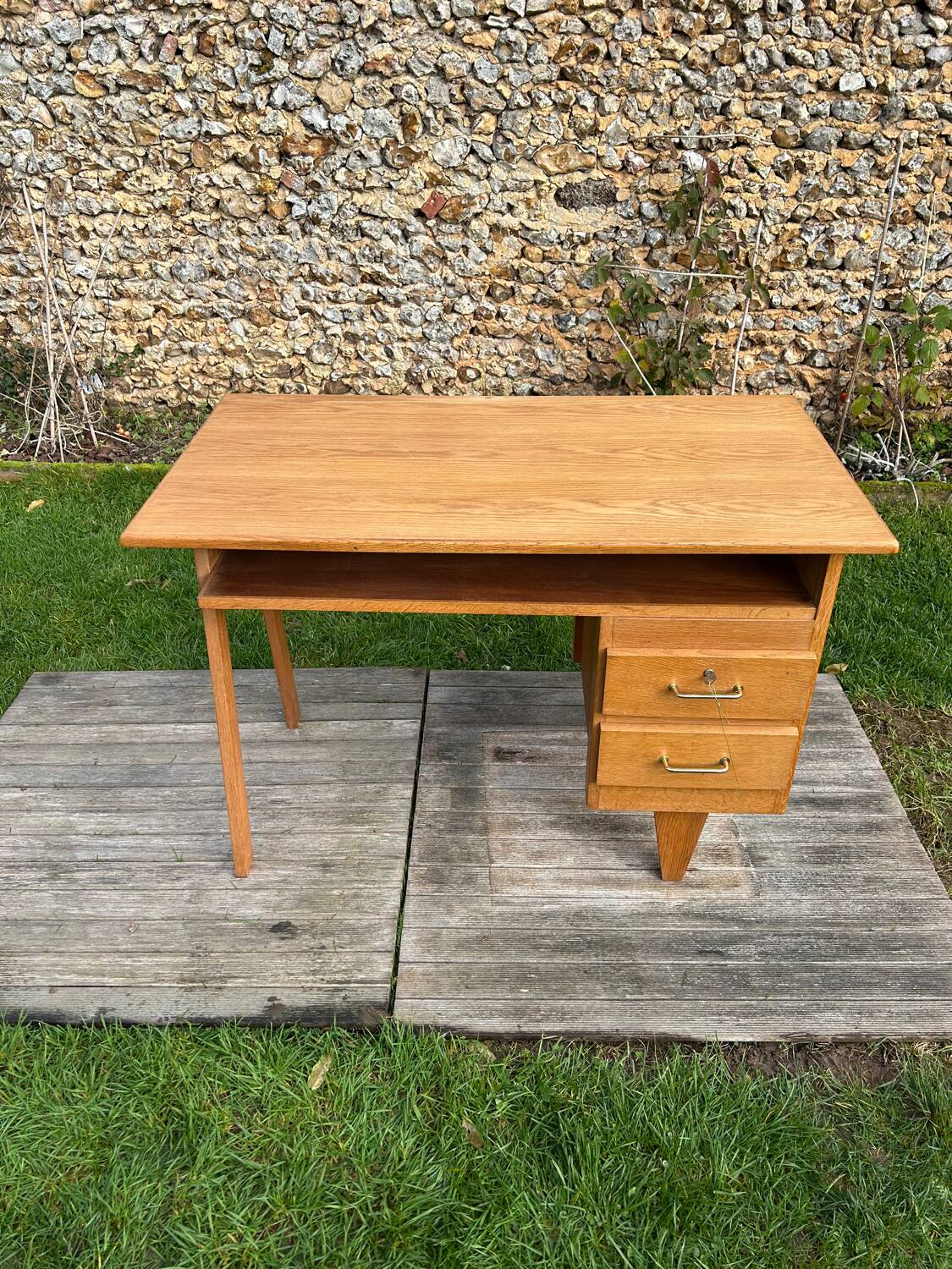 Vintage 1950s desk in light oak