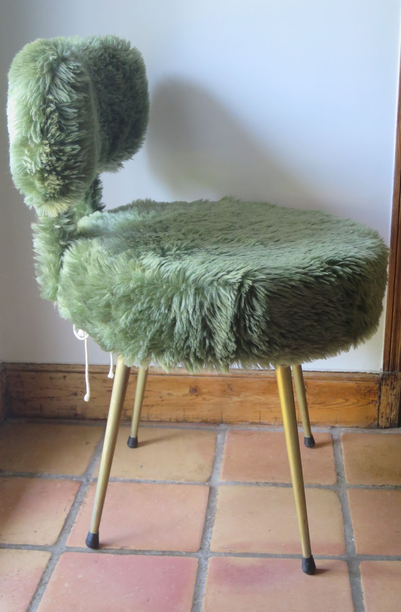 Chair armchair moumoute green pelfran (label) feet gold metal