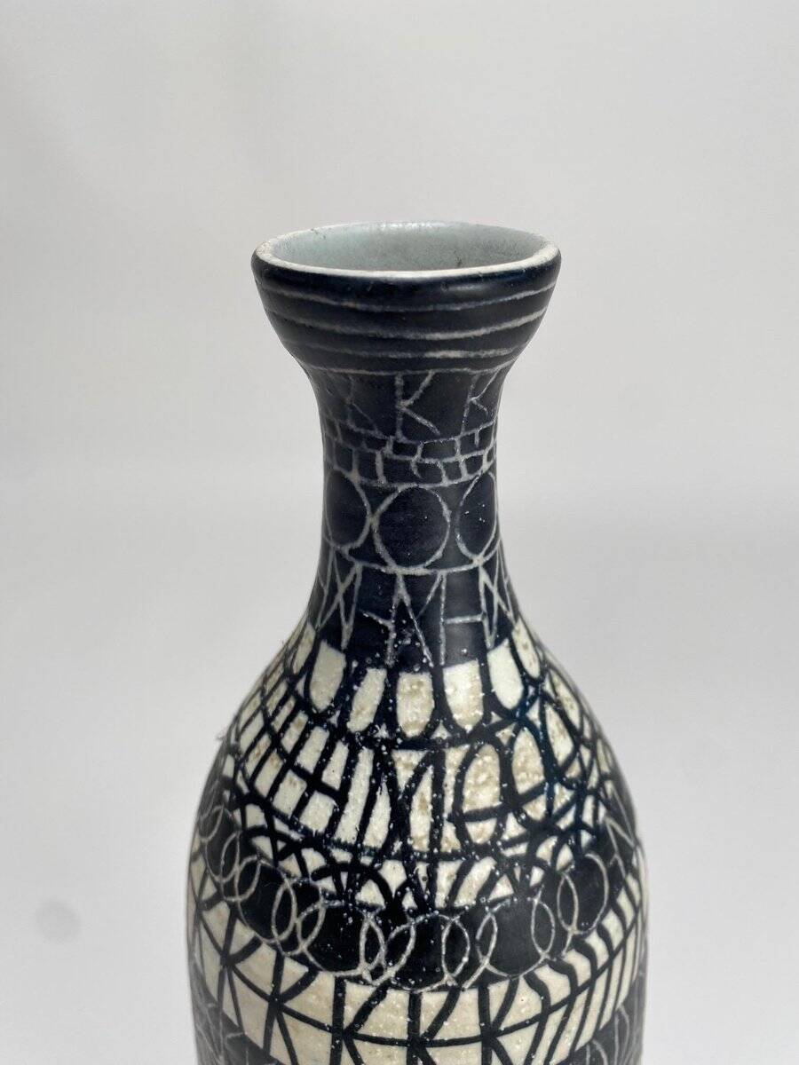 Large Decorated Ceramic Bottle by Atelier Mascarella, 1950s