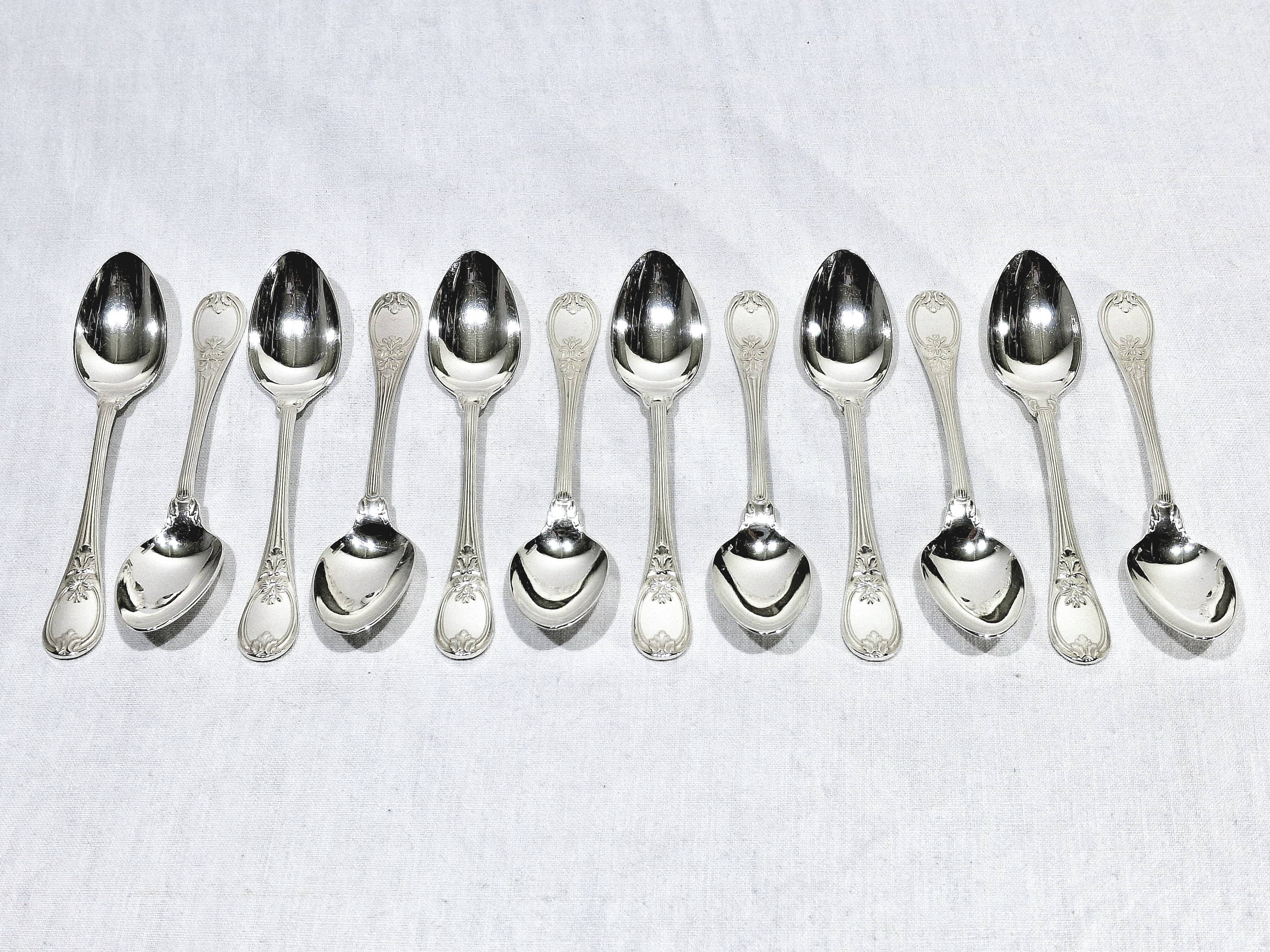 Christofle Cutlery Set - Trianon Model - 155 Pieces, Silver-Plated Metal