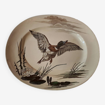 Plat Keller et Guérin Lunéville décor grands oiseaux