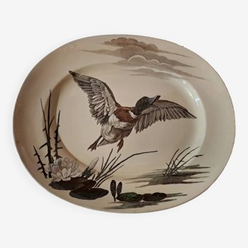 Large Keller and Guérin Lunéville dish with Great Birds decor l 41 cm