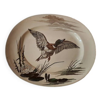 Large Keller and Guérin Lunéville dish with Great Birds decor l 41 cm