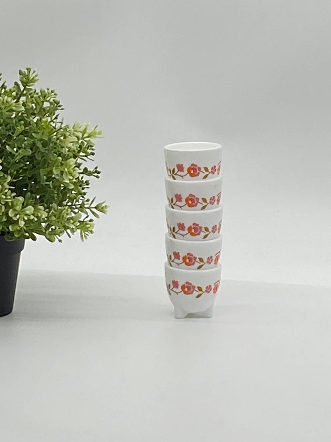Set/lot of arcopal france egg cups, scania, vintage, flowers