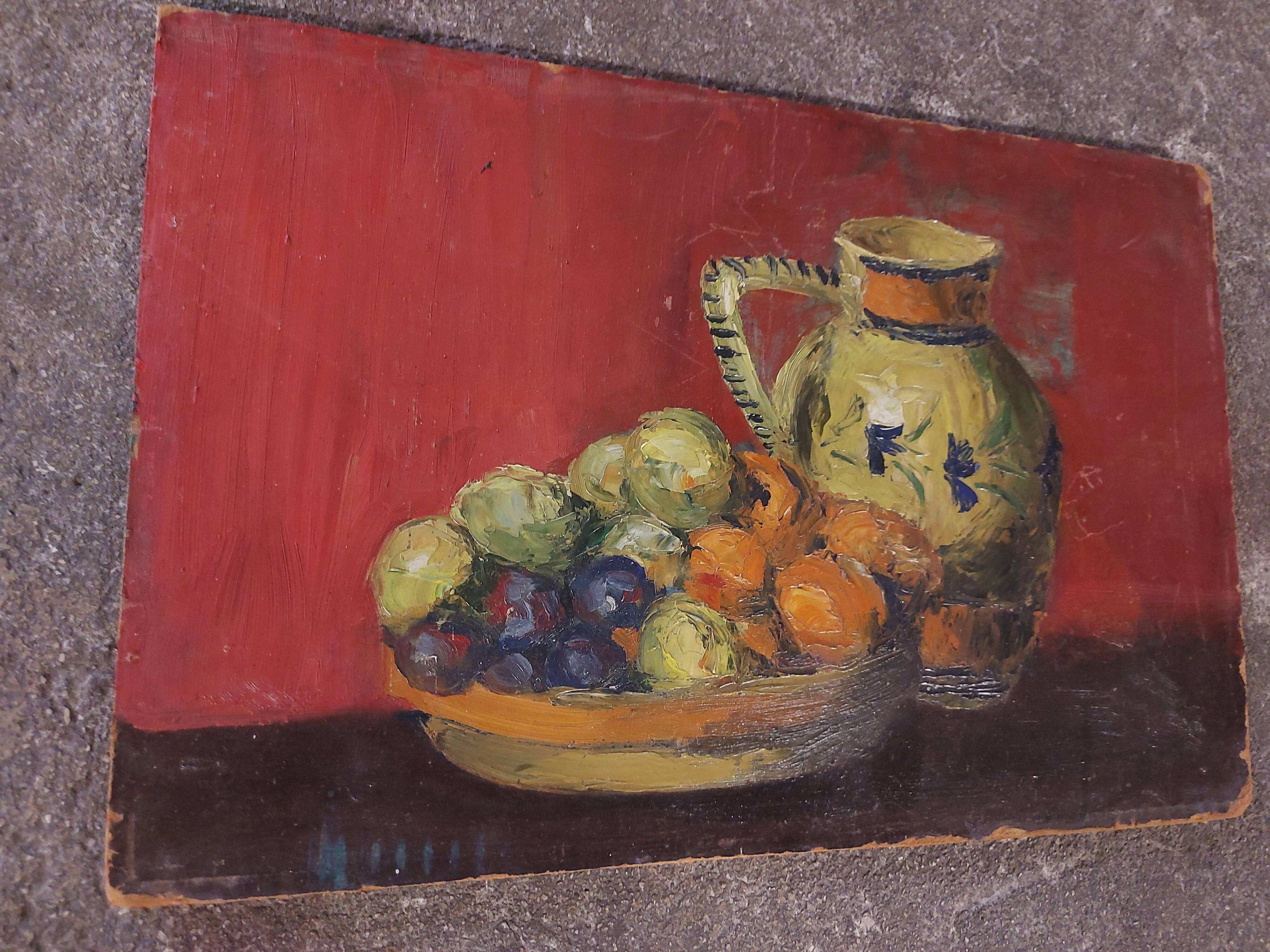 Painting, oil on panel, still life