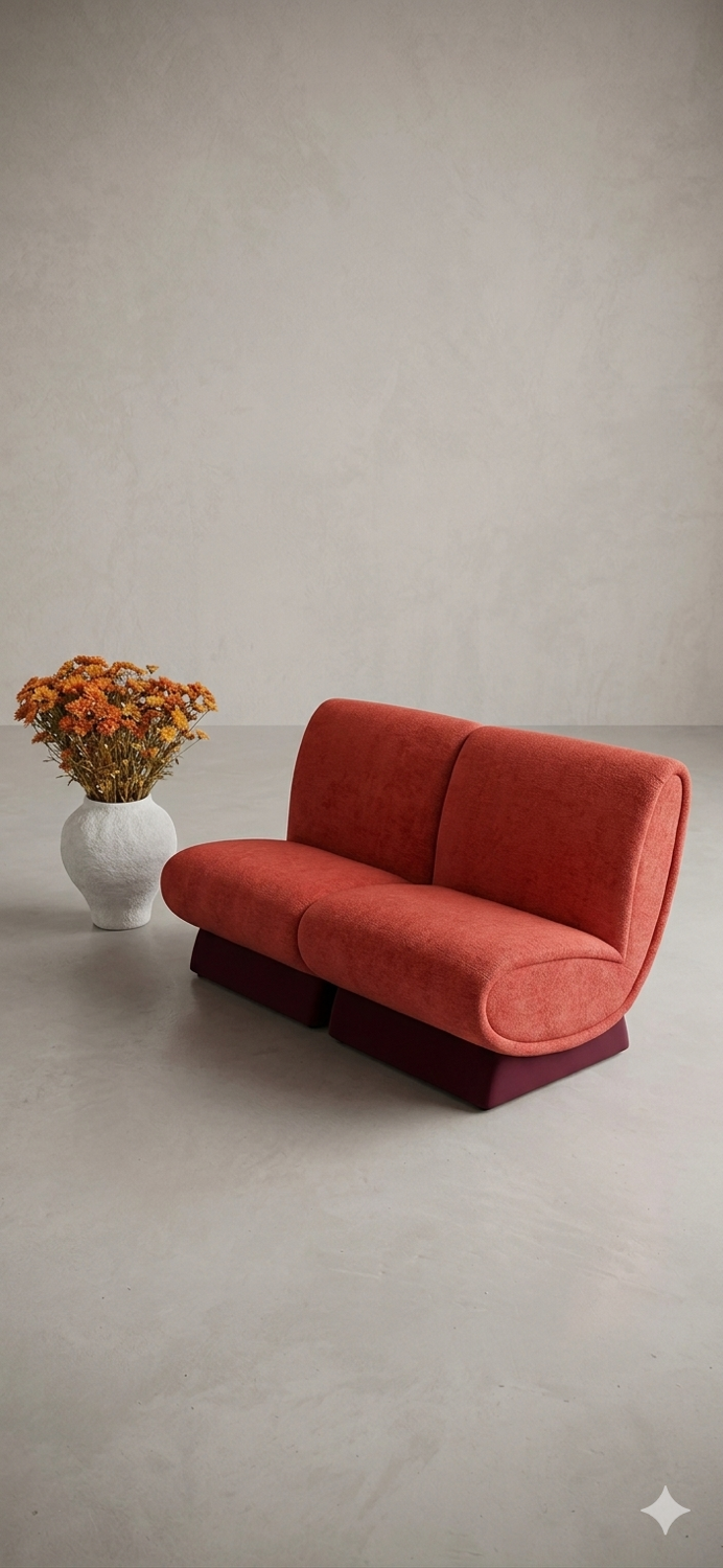 Brick Red Sofa — Sculpted Silhouette