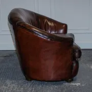 Art Deco Hand-Dyed Whisky Brown Sofa, Armchairs and Ottomans, 1920s, Set of 5