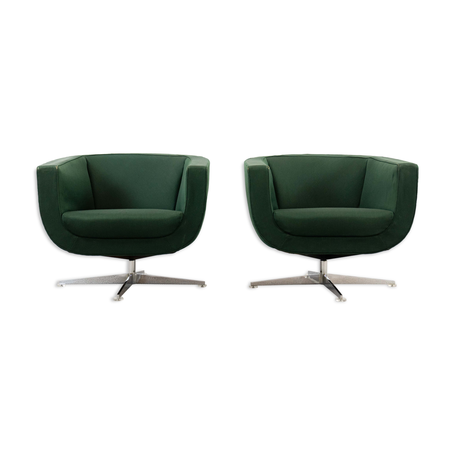 Vintage Mid Century Clubchairs - Cocktail Chairs in dark green fabrics 60s